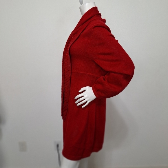 Style & Co. Red Babydoll Long Sleeve Sweater Dress With Detachable Scarf Size L - Picture 5 of 12